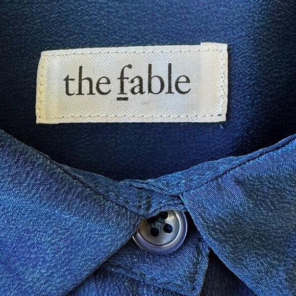 THE FABLE 100% Silk Button Up Shirt Women's Size 8 XS Blue Orchid Top Blouse - Picture 13 of 16